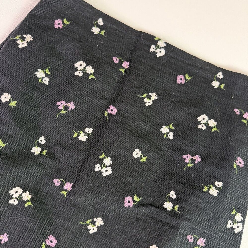 Black Ditsy Floral Mini Skirt Women's 2 Textured Office Career Preppy Ann Taylor